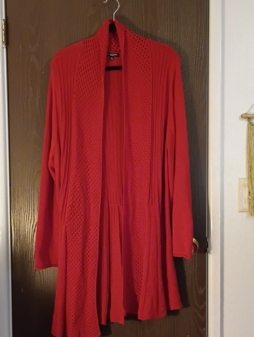 Notations Red Open-Front Knit Cardigan